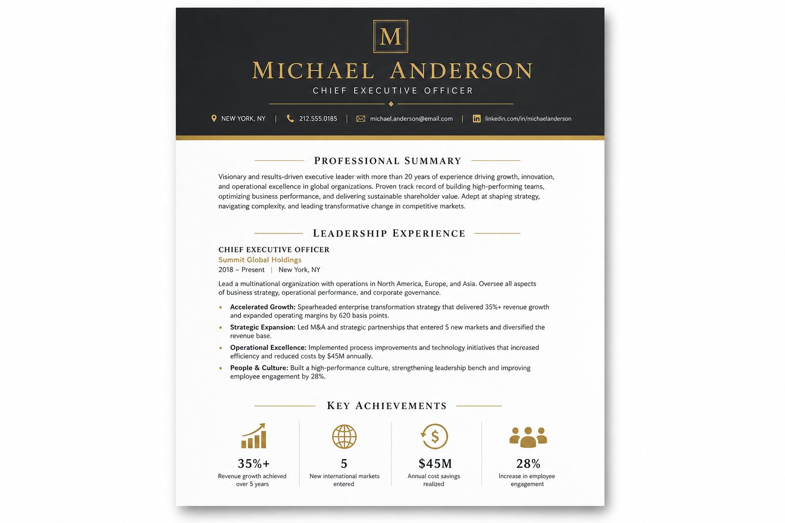 Executive resume template