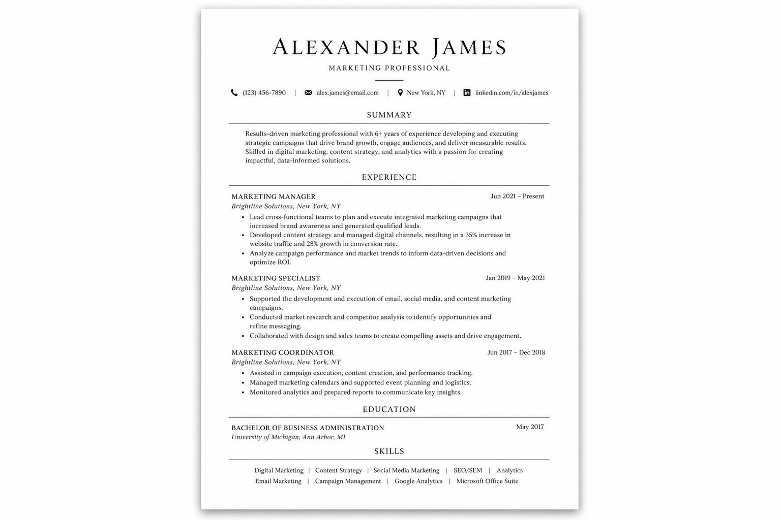 Minimal resume template